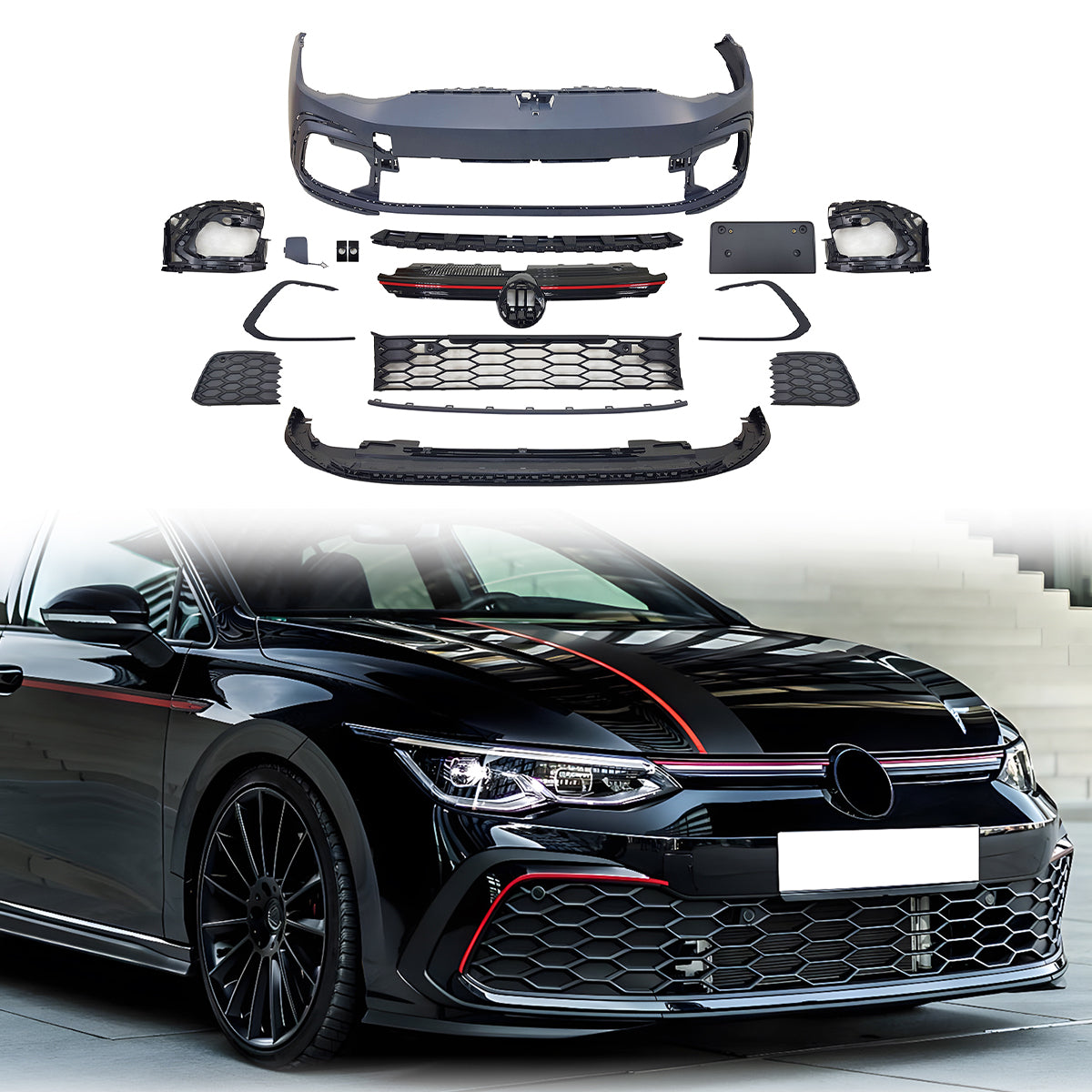 2022-2024 Vw Golf GTI MK8 GTI Style Unpainted Front Bumper Cover