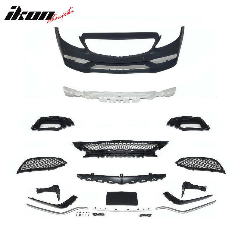 Fits 15-18 Benz W205 C-Class C63 PP Front Bumper Kit