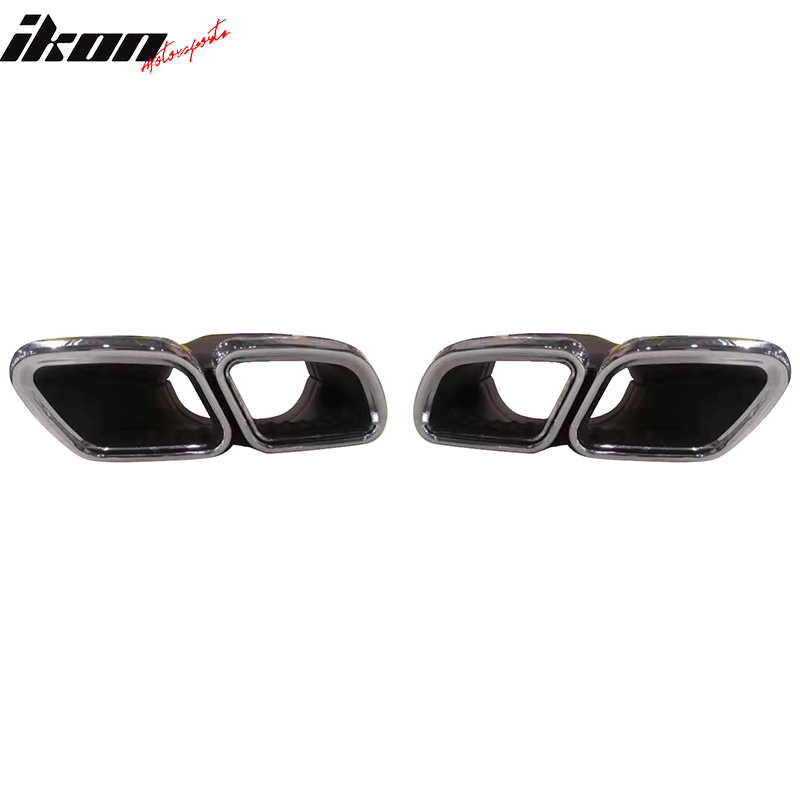 Fits 15-18 Benz W205 C63 Bumper Kit w/ Silver Grill Tips Side Skirts
