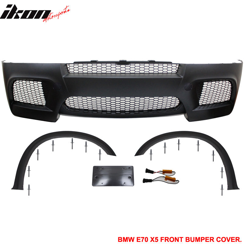 2010-2013 E70 LCI X5M Style Unpainted Black Front Bumper Conversion PP