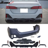 2024-2026 BMW G60 5-Series 530 540 550 Sedan M Sport Style Front & Rear Bumper Cover Conversion Assembly Replacement + MP Rocker Panel Unpainted PP