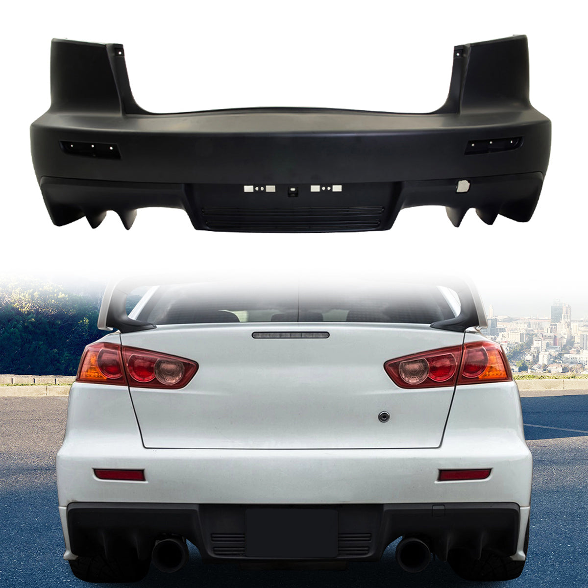 2008-2015 Mitsubishi Lancer EVO X Style Rear Bumper Cover PP