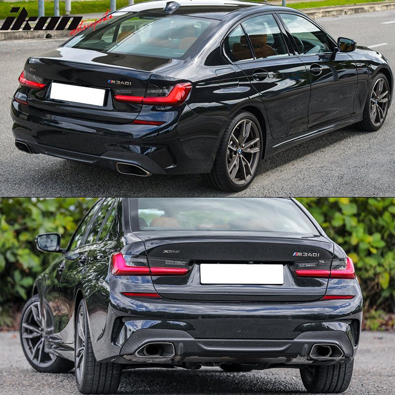 2019-2022 BMW 3 Series G20 Sedan M340 Style Black Rear Bumper Cover