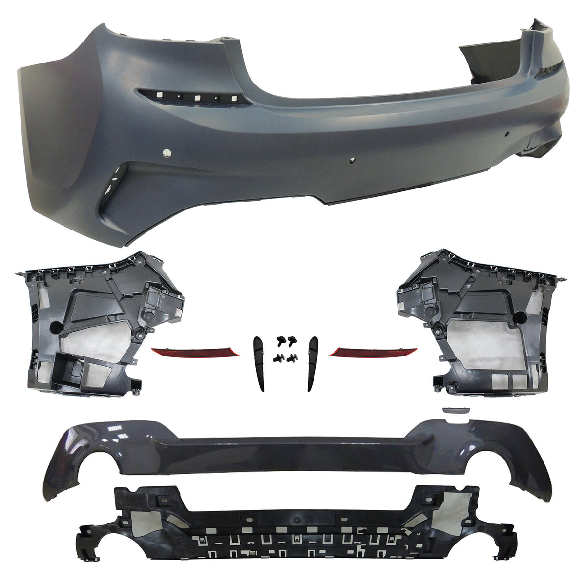 2019-2022 BMW 3 Series G20 Sedan M-Tech Style Black Rear Bumper Cover