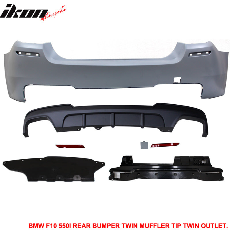 2011-2016 BMW F10 M-P Style Twin Muffler Dual Outlet Rear Bumper PP