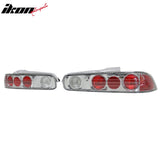 1994-2001 Acura Integra Hatchback 2-Door 2PCS Driver Passenger Side Rear Tail Lights Lamps Assembly Replacement Chrome Housing Clear Lens