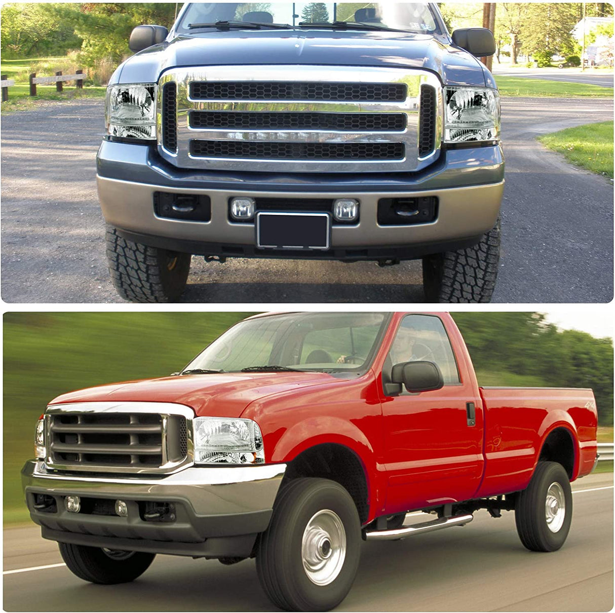 Dwvo Headlight Assembly Compatible With Ford F250 F350 F450 F550 Super Duty Pickup Truck Signal Lamps Chrome Housing Clear Lens Amber Reflector