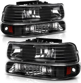 Autosaver88 Headlight Assembly Compatible With 19992002 Chevy Silverado 1500 250020012002 1500hd 2500hd 350020002006 Tahoe Suburban 2500 Headlamp Bumper Lights Black Housing Amber Reflector