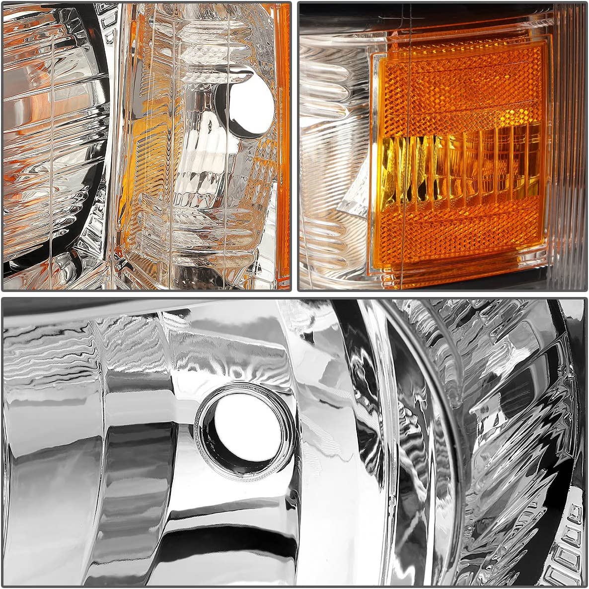 Dna Motoring Hlohcsil07cham Chrome Amber Headlights Compatible With 0713 Silverado 15002500 Hd 3500 1500