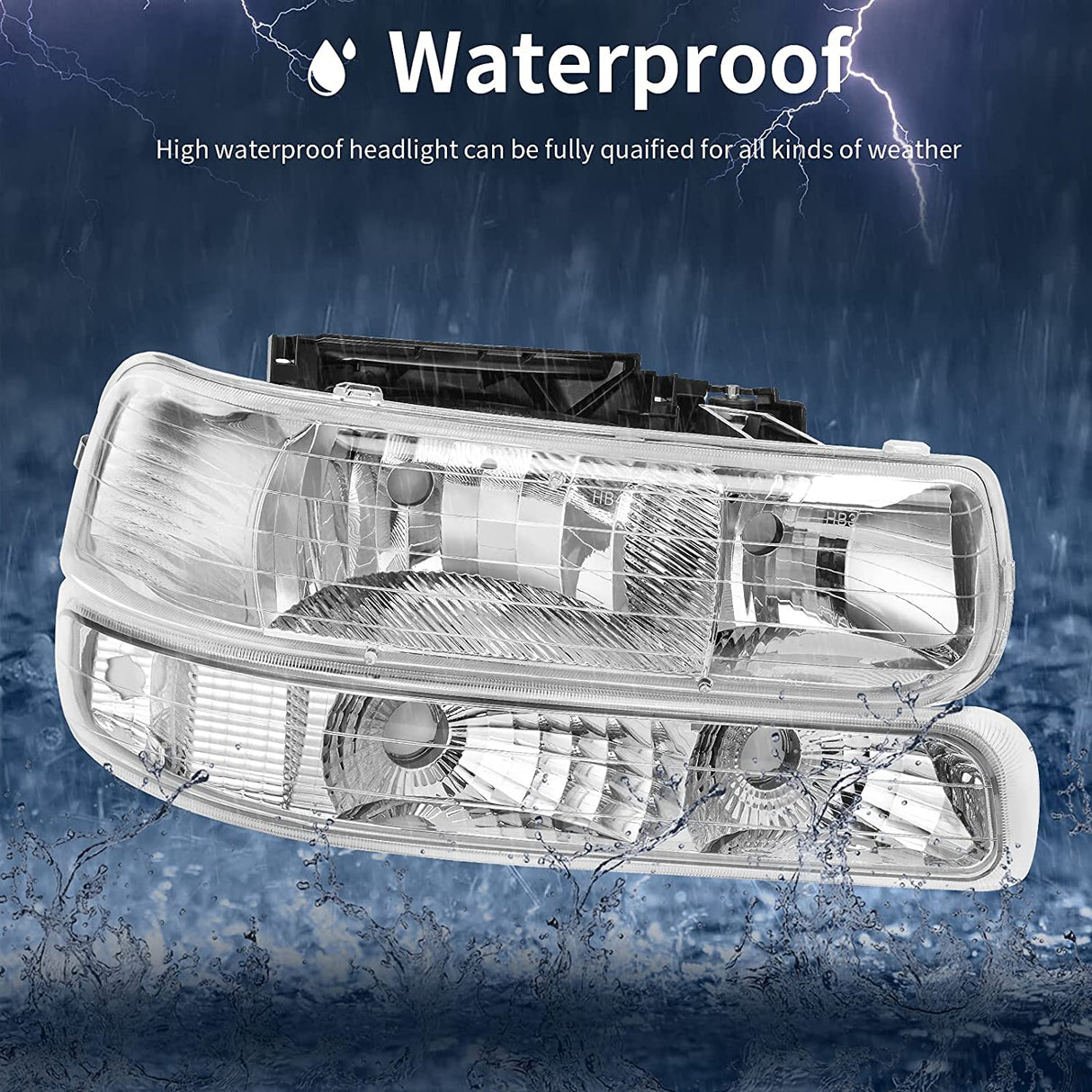 Autosaver88 Headlight Assembly Compatible With 19992002 Chevy Silverado 20002006 Tahoe Suburban Headlamp Bumper Lights Black Housing Reflector Chrome
