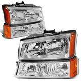 Dna Motoring Hlohcs034pcham Chrome Amber Headlights Compatible With 20032006 Chevy Silveradoavalanche