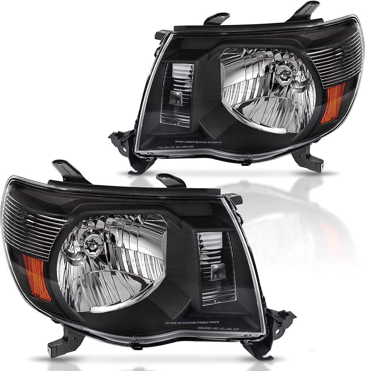 Dwvo Headlight Assembly Compatible With 2005 2006 2007 2008 2009 2010 2011 Tacoma Pickup Truck Oe Replacement Chrome Housing Amber Reflector