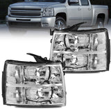 Mostplus Headlight Assembly Compatible With Chevy Chevrolet Silverado 1500 2500 3500 Black Housing Clear Lens Amber Reflector