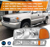 Lbrst Headlight Assembly For Gmc Sierra 1500 19992006 Classic 2007 Chrome Housing Amber Reflector Clear Lens Driver And Passenger Side Headlamp