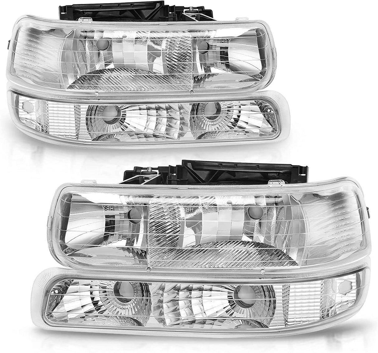 Autosaver88 Headlight Assembly Compatible With 19992002 Chevy Silverado 20002006 Tahoe Suburban Headlamp Bumper Lights Black Housing Reflector Chrome