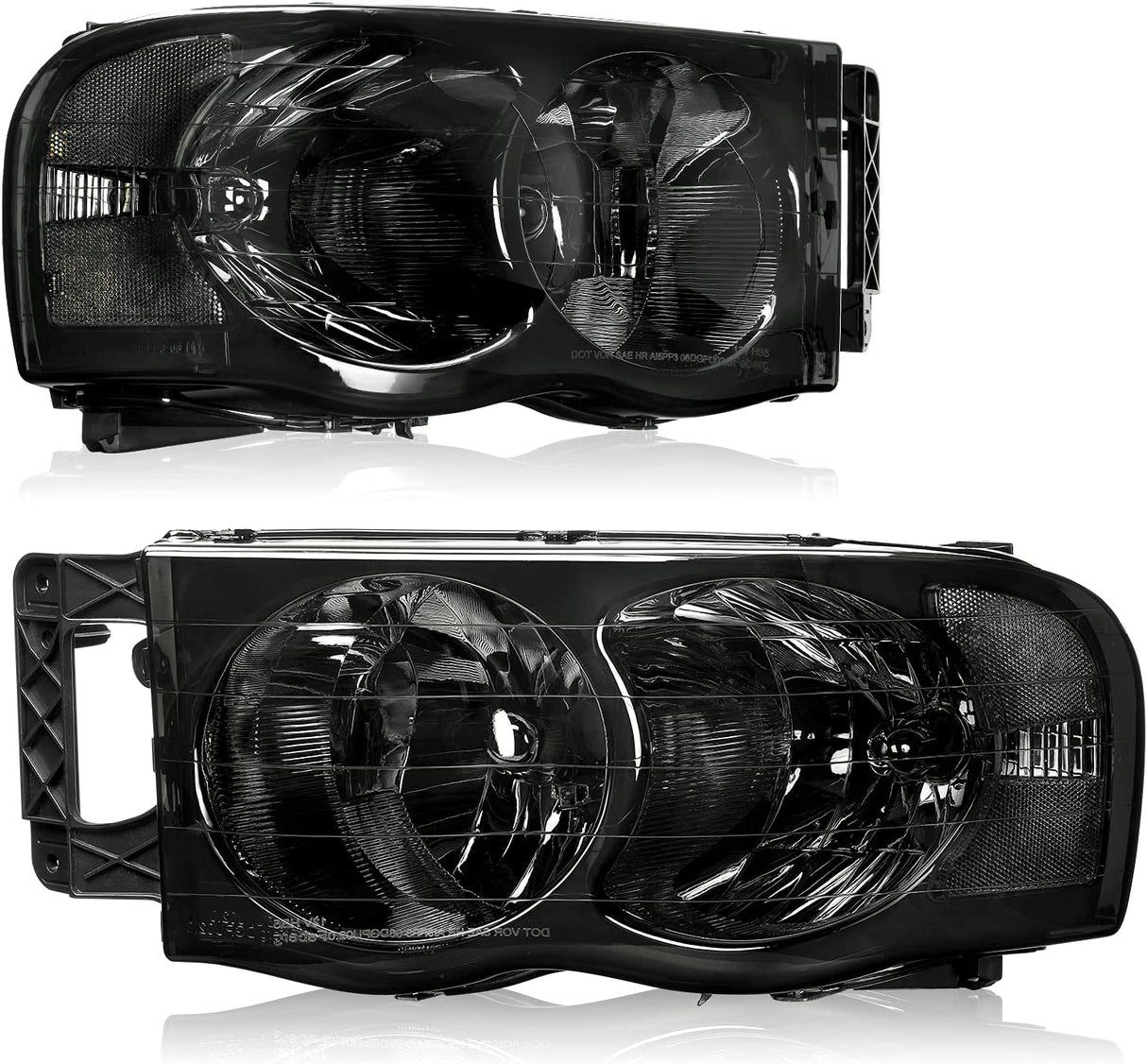 Headlights Assembly For 20022005 Dodge Ram Pickup Headlight Replacement Driving Light Chrome Housing Red Reflector Clear Lens