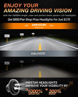 HWSTAR 1000% Bright Anti-Glare 7 Inch Round LED Headlights Compatible with Jeep Wrangler JK JKU TJ LJ Chevy Ford GMC etc. With Starry Boot Gradient Halo Turn Signal DRL H6024 DOT Hi/Lo Sealed Beam