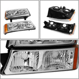 Dna Motoring Hlohcs034pcham Chrome Amber Headlights Compatible With 20032006 Chevy Silveradoavalanche