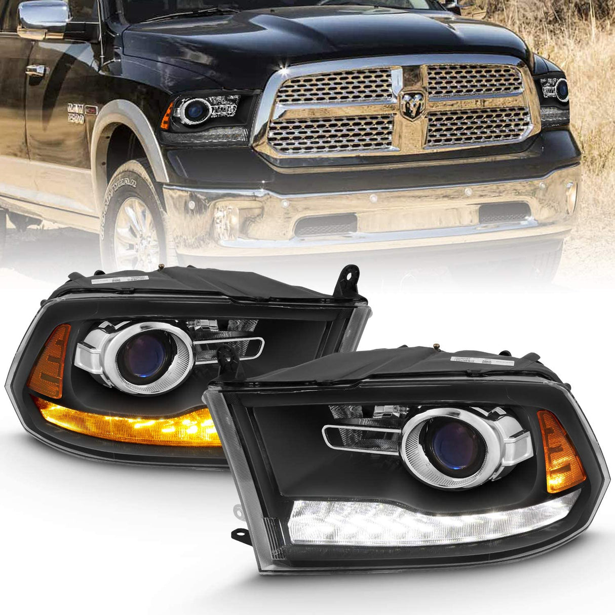 Amerilite LED Headlight Bulb Drl Directional For Dodge Ram 1500 2500 3500 Passenger And Driver Side