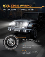 HWSTAR 1000% Bright Anti-Glare 7 Inch Round LED Headlights Compatible with Jeep Wrangler JK JKU TJ LJ Chevy Ford GMC etc. With Starry Boot Gradient Halo Turn Signal DRL H6024 DOT Hi/Lo Sealed Beam