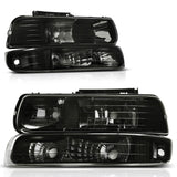 Autosaver88 Headlights Assembly Compatible With 19992002 Chevy Silverado 20002006 Tahoe Suburban Headlamp Bumper Lights Smoke Lens Reflector