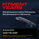 Exterior Door Handle Black Primed Replacement for Honda Civic Hybrid (2012-2015), CR-V (2012-2016) OE Part # 72141-T1G-E11ZF | Front Right Passenger Side w/o Keyhole