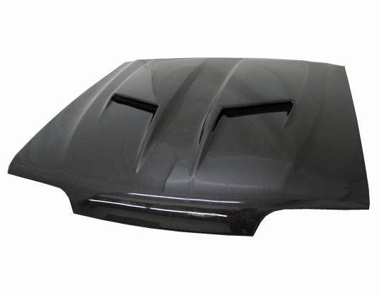 1987-1993 Ford Mustang 2 doors Stalker 2 Style Carbon Fiber Black Hood
