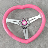 JDM Chrome Bracket Heart Shaped Steering Wheel