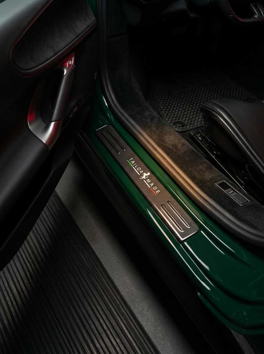 2019+ Ferrari SF90 Stradale OEM Style Door Sill Trims - Dry Carbon Fiber