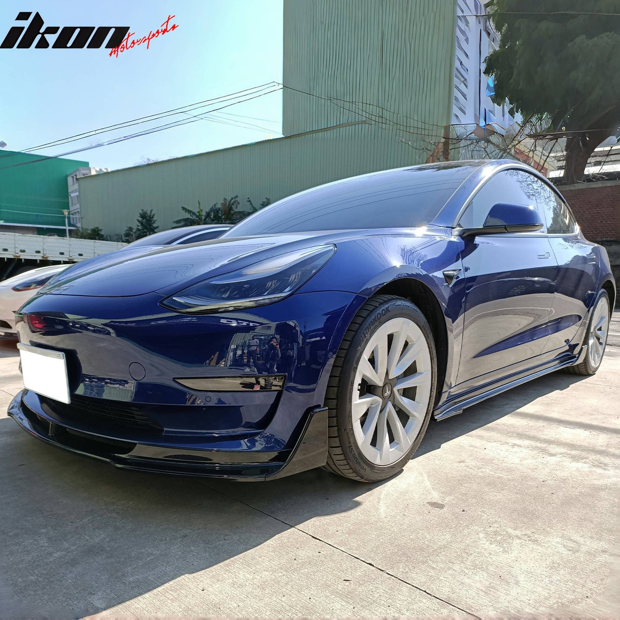 2017-2023 Tesla Model 3 V Style 5PCS Painted #PBSB Front Bumper Lip PP