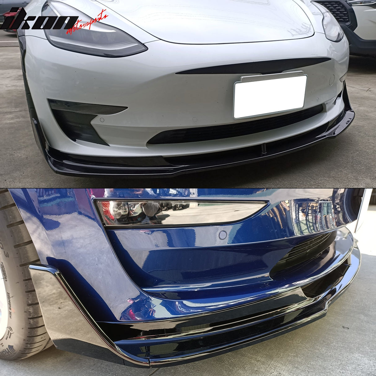 2017-2023 Tesla Model 3 V Style 5PCS Painted #PBSB Front Bumper Lip PP