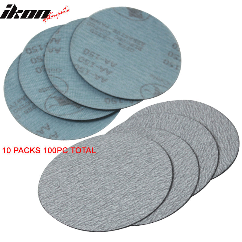 100PC 5in 127mm 150 Grit Auto Sanding Disc Sandpaper Sheets Sand Paper