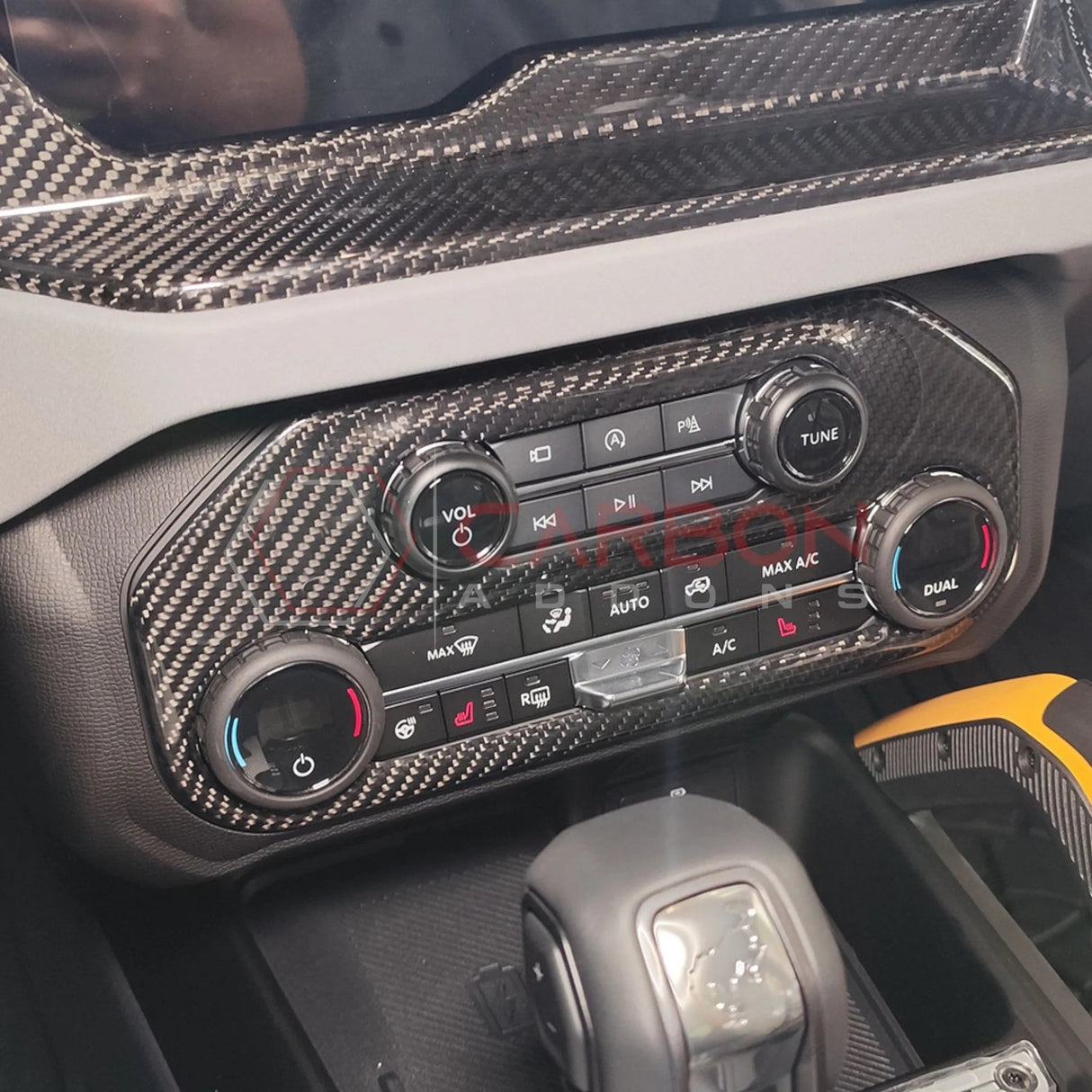 2021+ Bronco Real Carbon Fiber Radio & AC Control Panel Cover