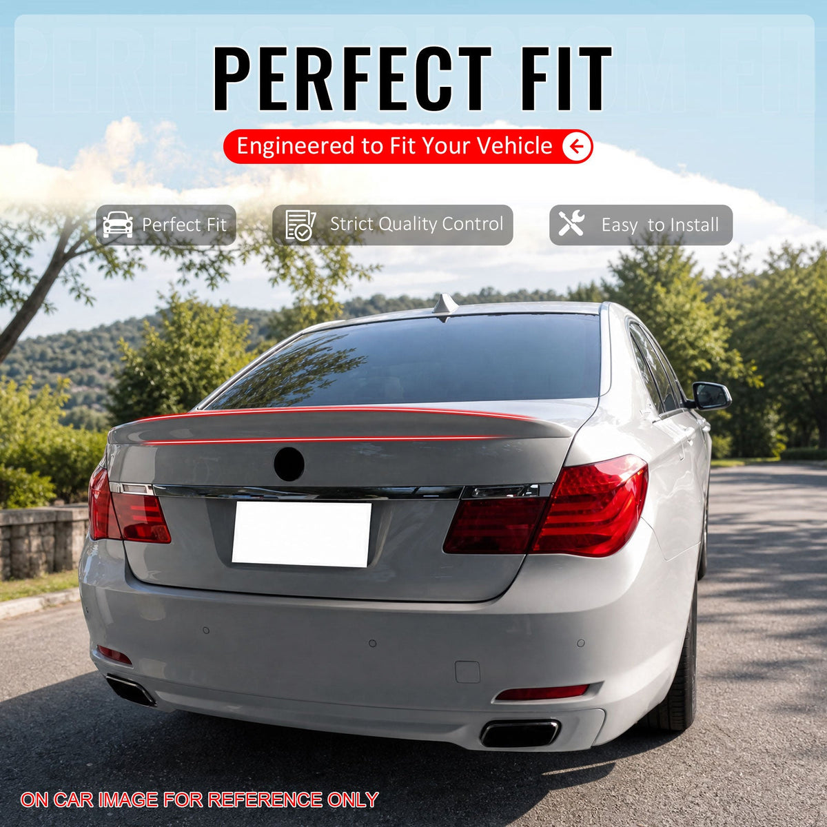 2009-2015 BMW F01 7-Series Duckbill Rear Trunk Deck Lid Spoiler Wing Lip AC Style Painted #A90 M27 N44 Dark Graphite Metallic ABS Plastic