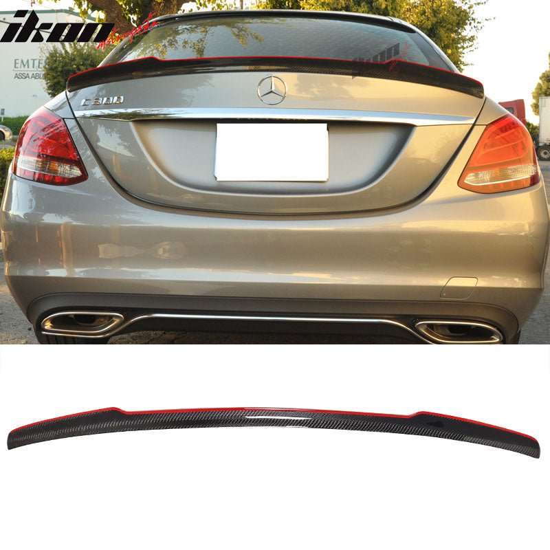 2015-2021 Benz W205 C Class Sedan Carbon Fiber Red Line Trunk Spoiler