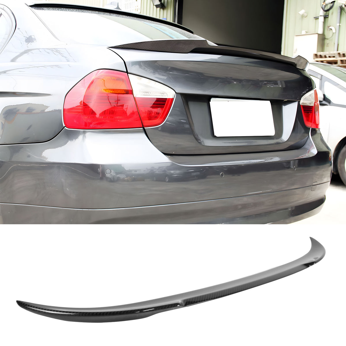 Trunk Spoiler for BMW E90 3-Series Sedan 2006-2011 V Style Carbon Fiber CF
