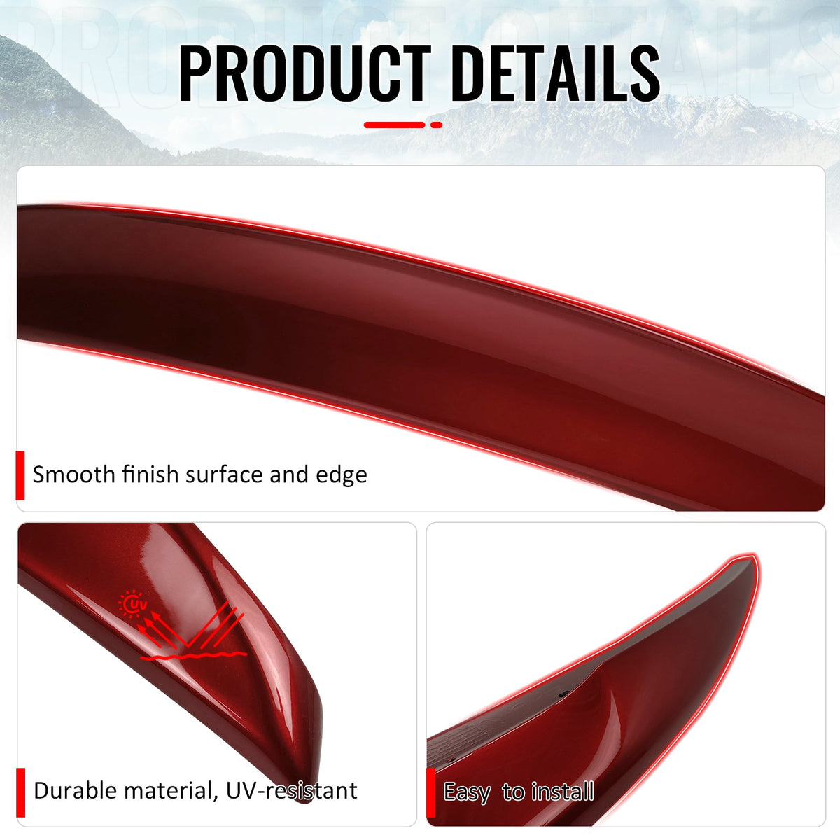 Trunk Spoiler for Mazda MX-5 Miata 2016-2026 Performance Style #41V Red