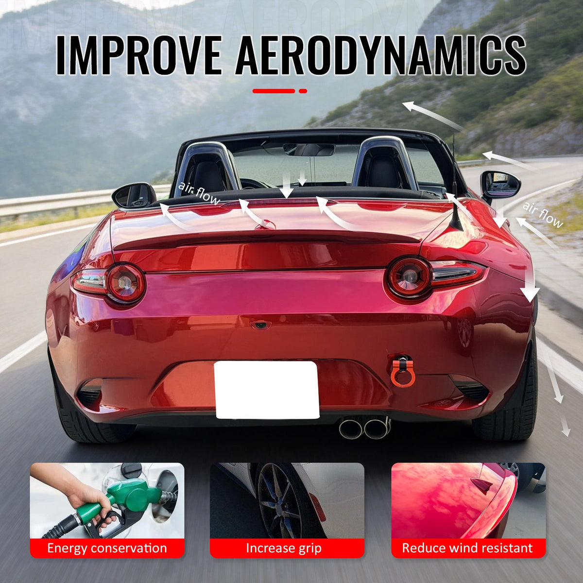 Trunk Spoiler for Mazda MX-5 Miata 2016-2026 Performance Style #41V Red