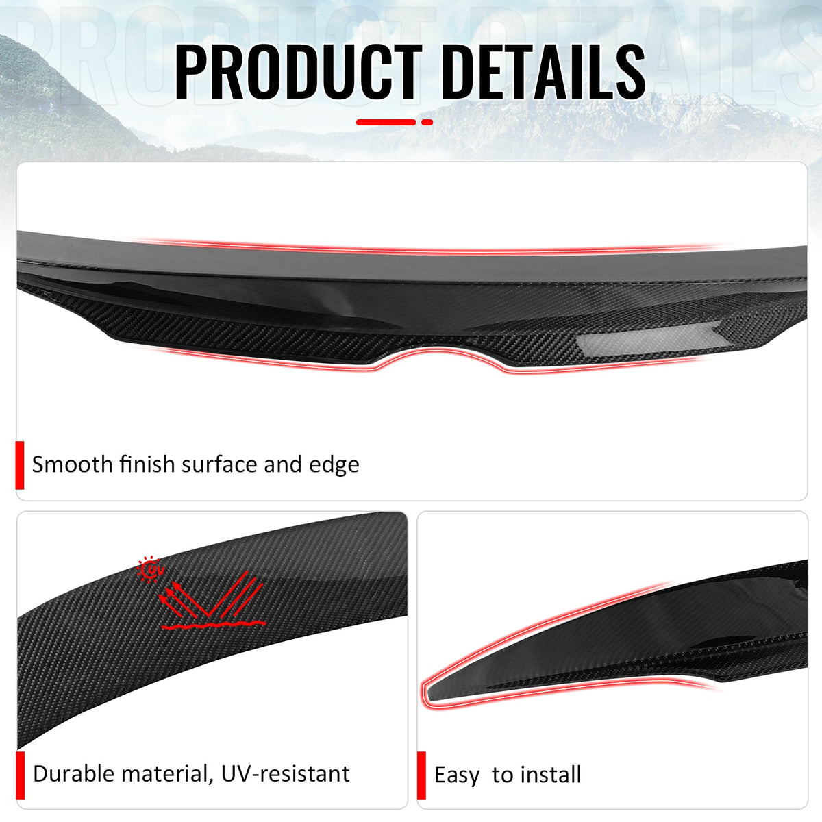 2019-2026 Toyota Corolla Hatchback & GR Corolla Highkick Duckbill Rear Tailgate Middle Trunk Deck Lid Spoiler Wing Lip Real Carbon Fiber CF
