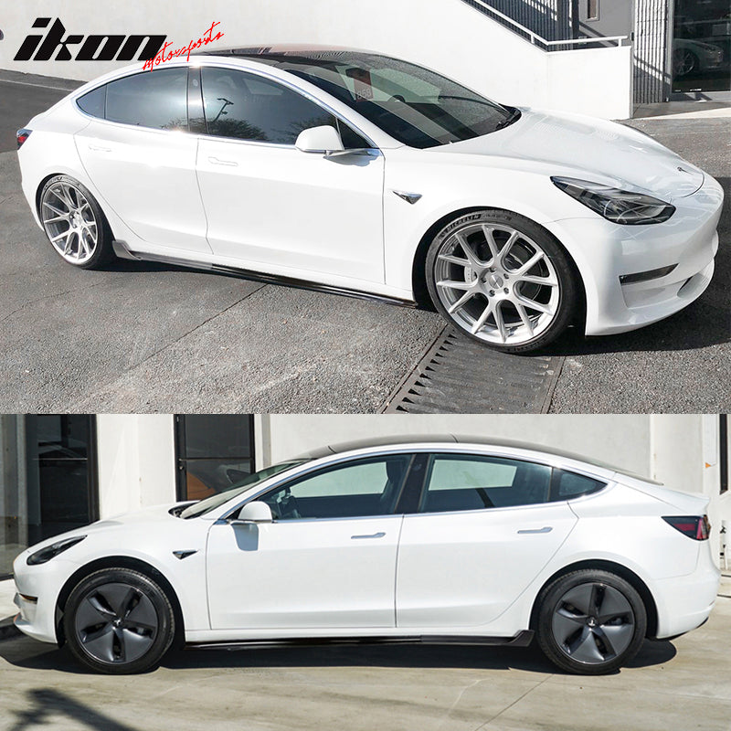 2017-2023 Tesla Model 3 V Style Unpainted Side Skirts Extension 6PC PP