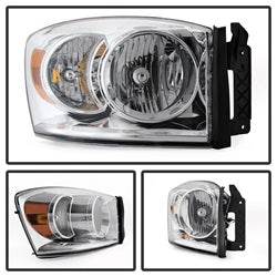 OE Dodge Ram 1500/Ram 2500/Ram 3500 06-08 Amber/Chrome XTune Crystal Headlights