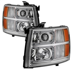 xTune Chevrolet Silverado 1500/Silverado 2500 HD/Silverado 3500 HD 07-13 Light Tube Style XTune Halo Projector Headlights Chrome
