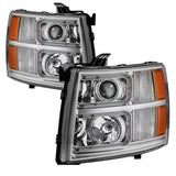 xTune Chevrolet Silverado 1500/Silverado 2500 HD/Silverado 3500 HD 07-13 Light Tube Style XTune Halo Projector Headlights Chrome
