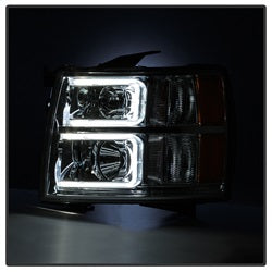 xTune Chevrolet Silverado 1500/Silverado 2500 HD/Silverado 3500 HD 07-13 Light Tube Style XTune Halo Projector Headlights Chrome