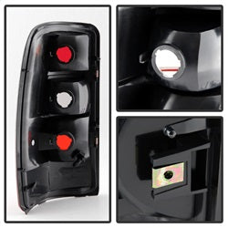 Akkon Chevrolet Suburban 1500/Suburban 2500/Tahoe/Yukon 00-06 OEM Style XTune Tail Lights w/Black Rim Red Smoked