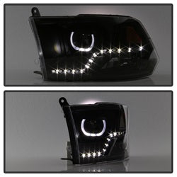 Akkon Dodge Ram 1500/Ram 2500/Ram 3500/1500/2500/3500 09-10 LED XTune Halo Projector Headlights Black