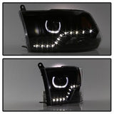 Akkon Dodge Ram 1500/Ram 2500/Ram 3500/1500/2500/3500 09-10 LED XTune Halo Projector Headlights Black