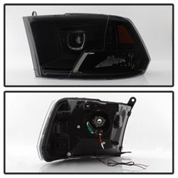 Akkon Dodge Ram 1500/Ram 2500/Ram 3500/1500/2500/3500 09-10 LED XTune Halo Projector Headlights Black Smoke