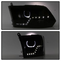 Akkon Dodge Ram 1500/Ram 2500/Ram 3500/1500/2500/3500 09-10 LED XTune Halo Projector Headlights Black Smoke