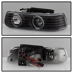 xTune Chevrolet Silverado 1500/Silverado 1500 HD/Silverado 2500/Silverado 2500 HD/Silverado 3500/Suburban 1500/Suburban 2500/Tahoe 99-02 4 pc. XTune Halo Projector Headlights LED w/Bumper Lights